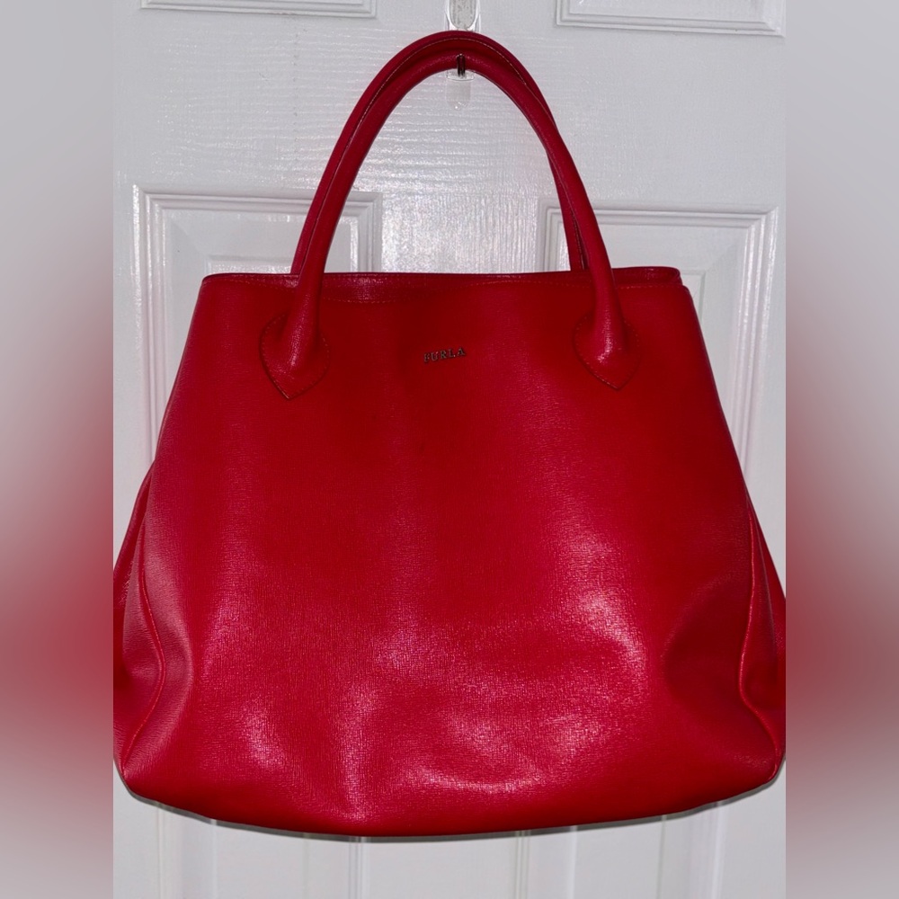 Beautiful Furla purse with short handle. Like NEW- VERY rarely used!